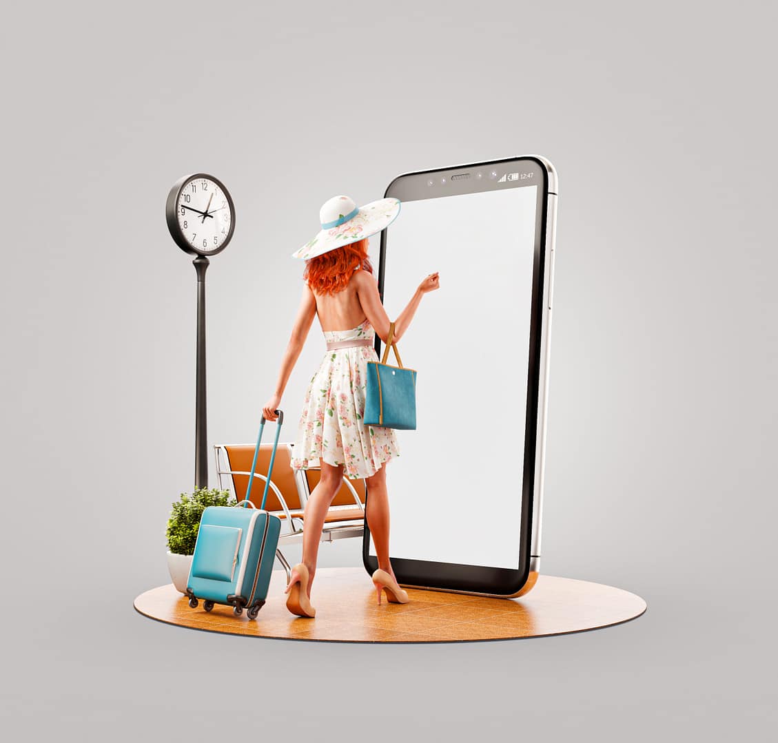 Unusual,3d,Illustration,Of,A,Young,Woman,In,Summer,Dress contactless hotel technology 4