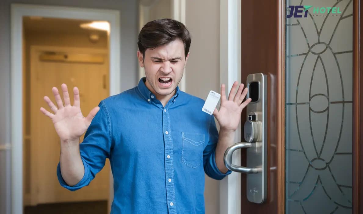 A frustrated hotel guest