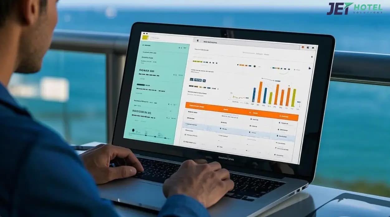 Screenshot of a multi-property dashboard showing live feeds from three hotel locations.webp