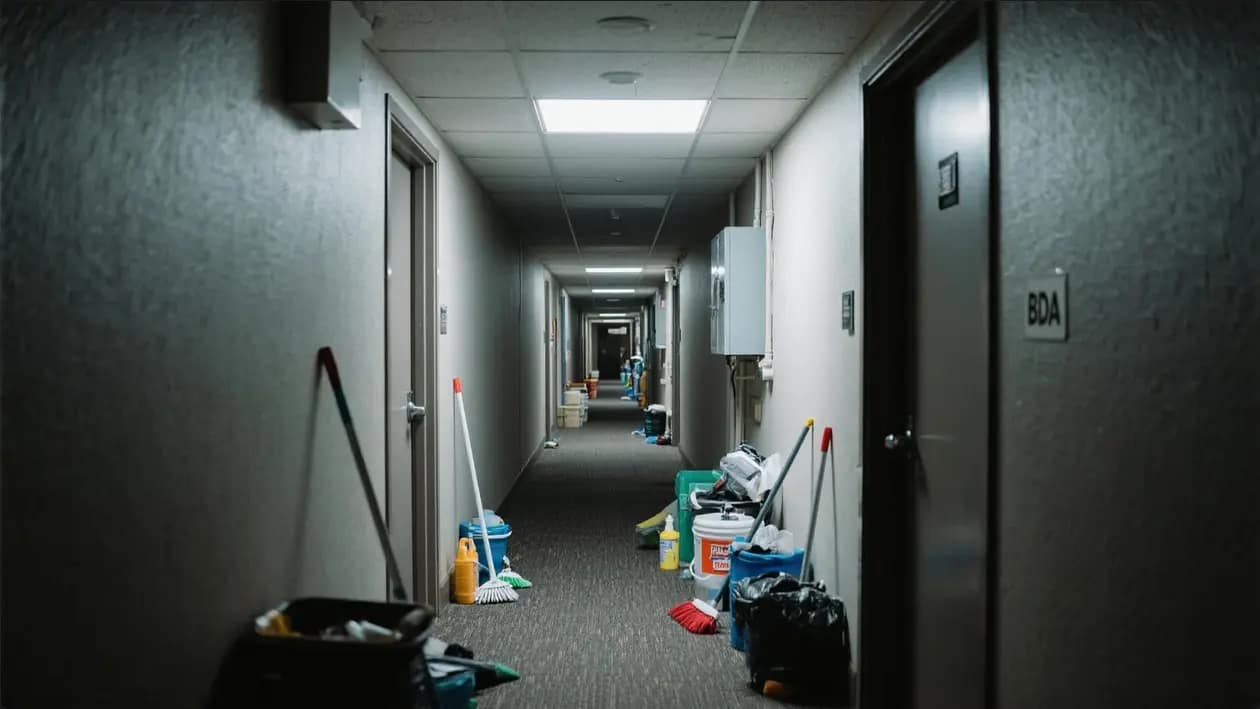 A typical hotel hallway moment, captured in all its unrefined glory, where our low voltage solutions quietly ensure seamless guest experiences behind the scenes.