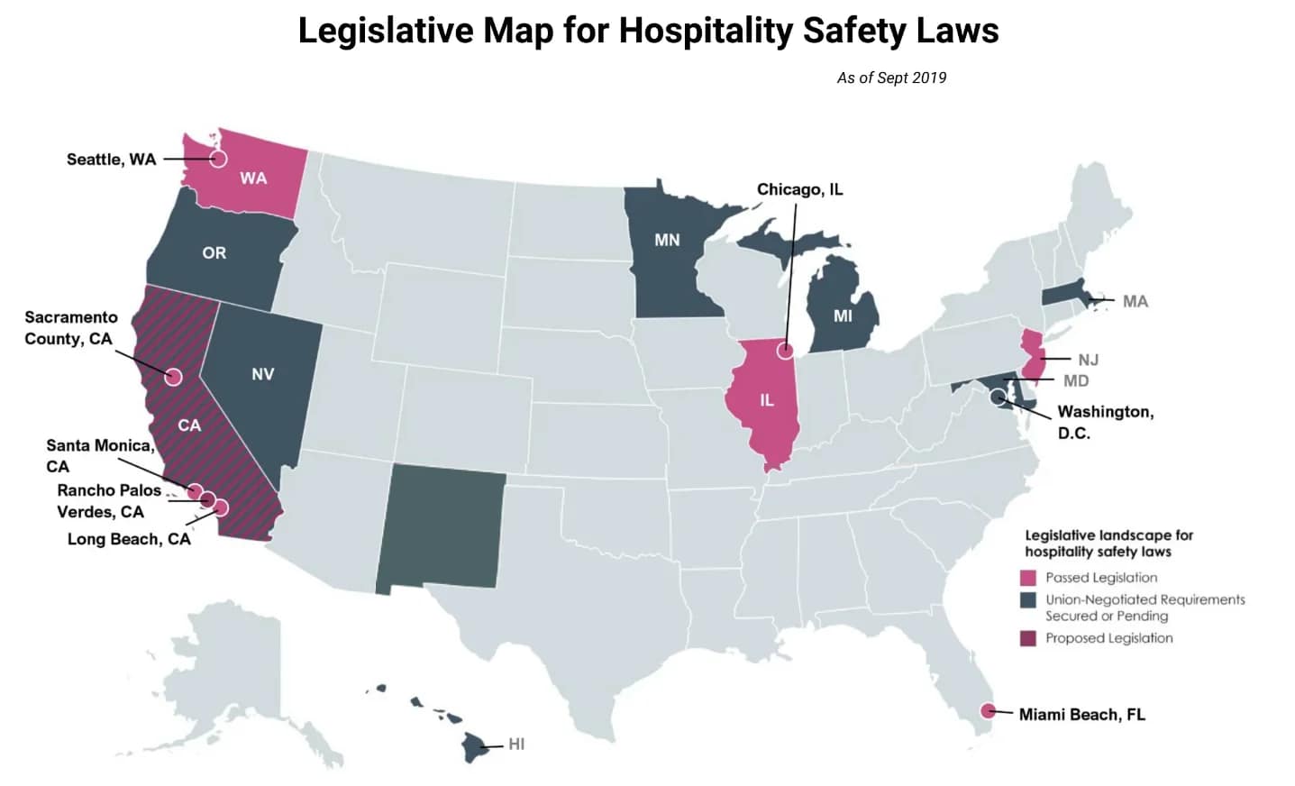 The Legislative Map for Hospitality Safety Laws The Legislative Map for Hospitality Safety Laws