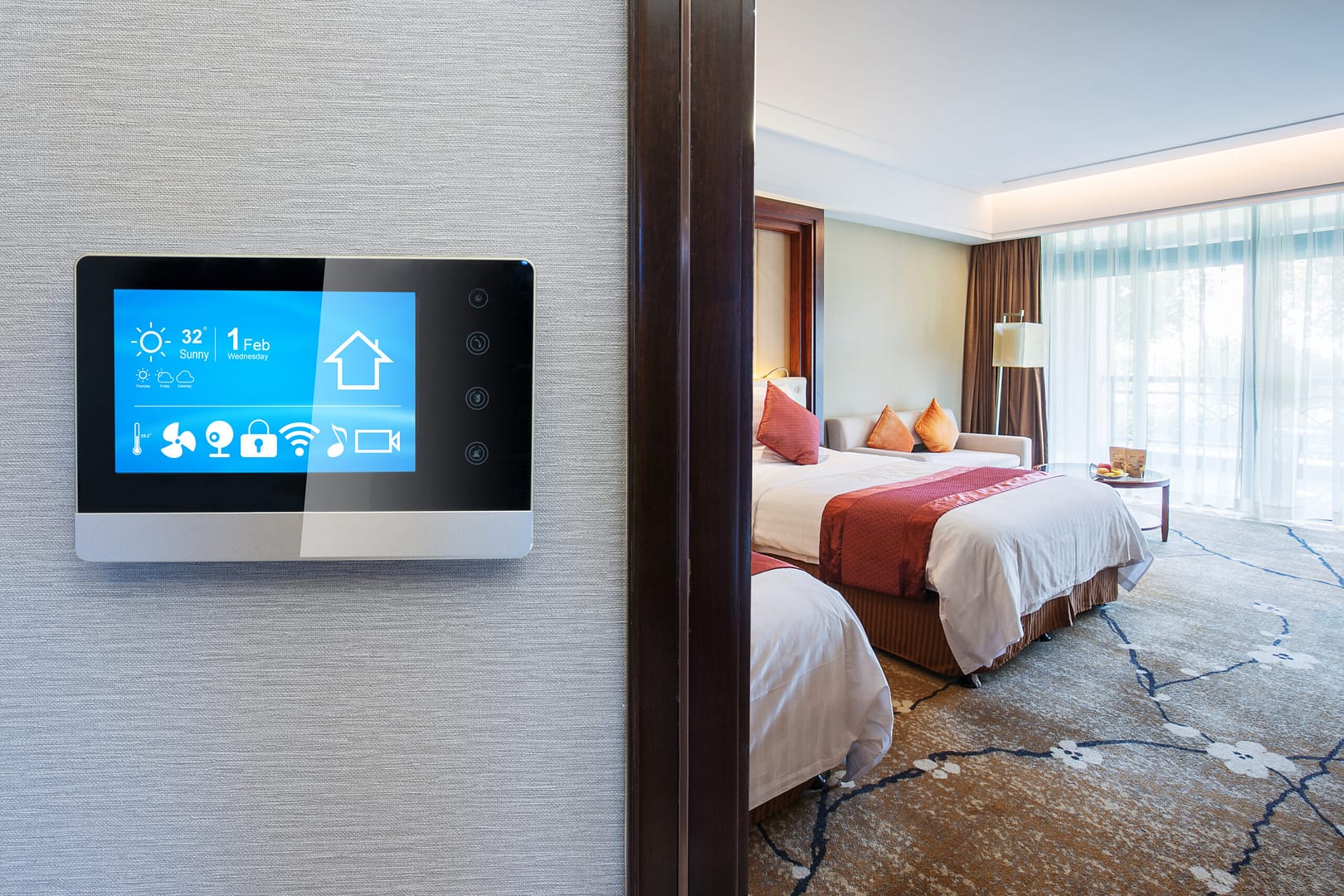 shutterstock_733546609 Smart hotel room controls 1