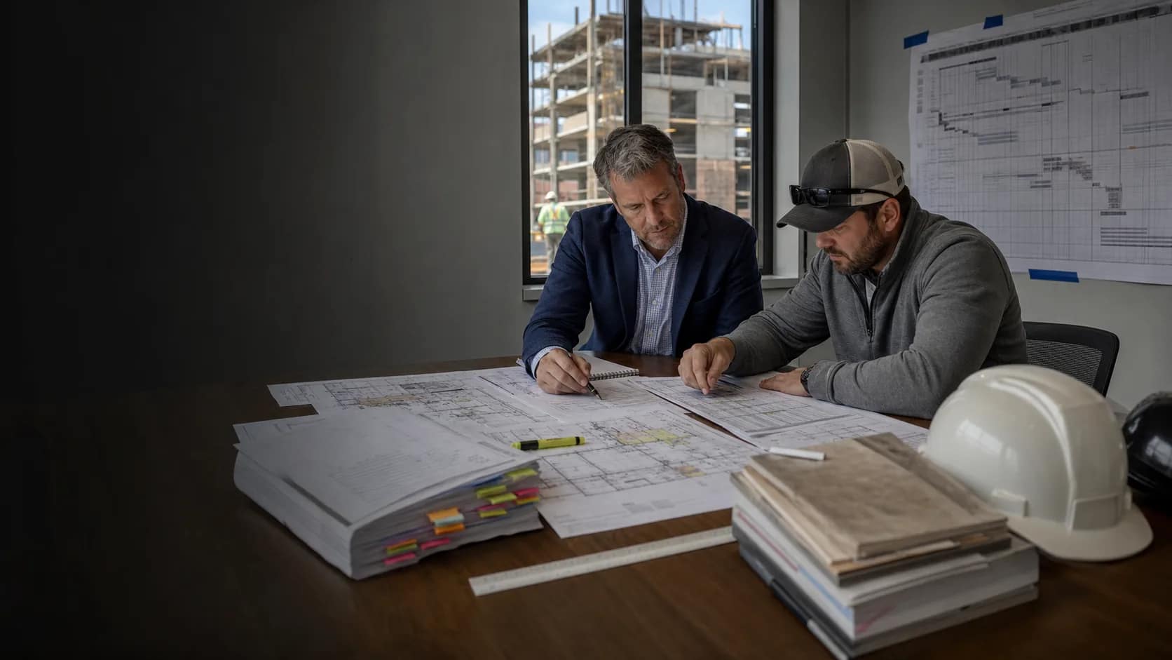 Hotel Technology Procurement and Project Management Owner representative and project manager comparing plans, bids, and schedules