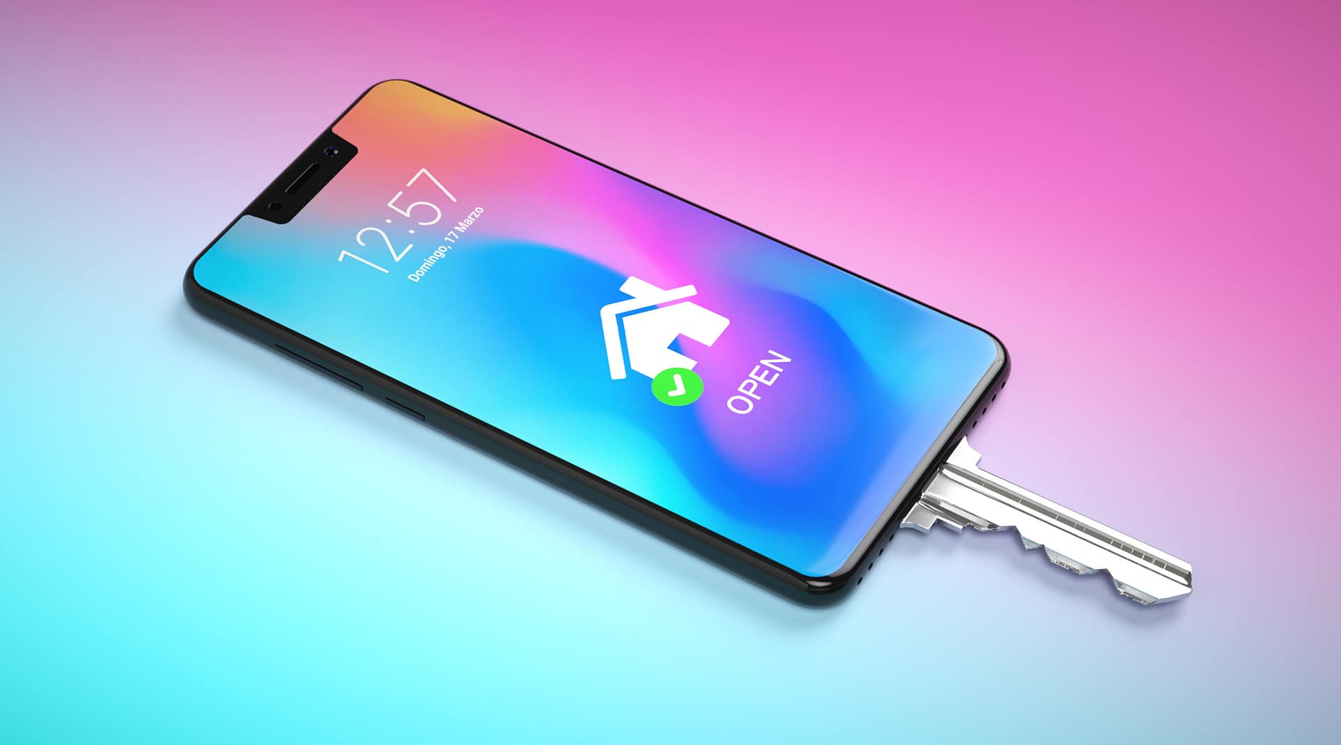 Access,Technology,To,Places,By,Key.,Smartphone,With,House,Key. Contactless hotel technology 2