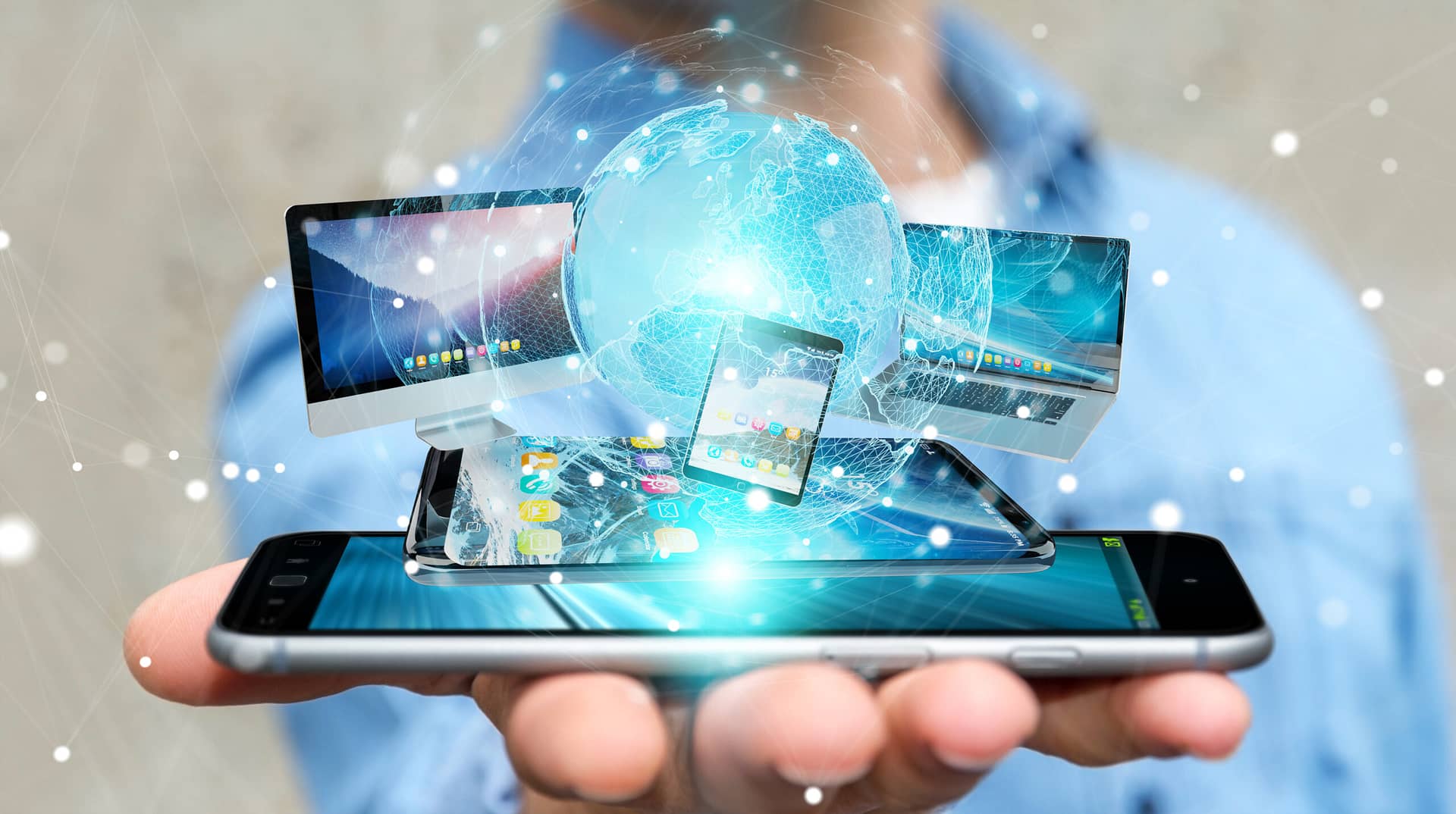 Businessman,Connecting,Tech,Devices,And,Icons,Applications,With,Each,Other Structured cabling for hotels 3