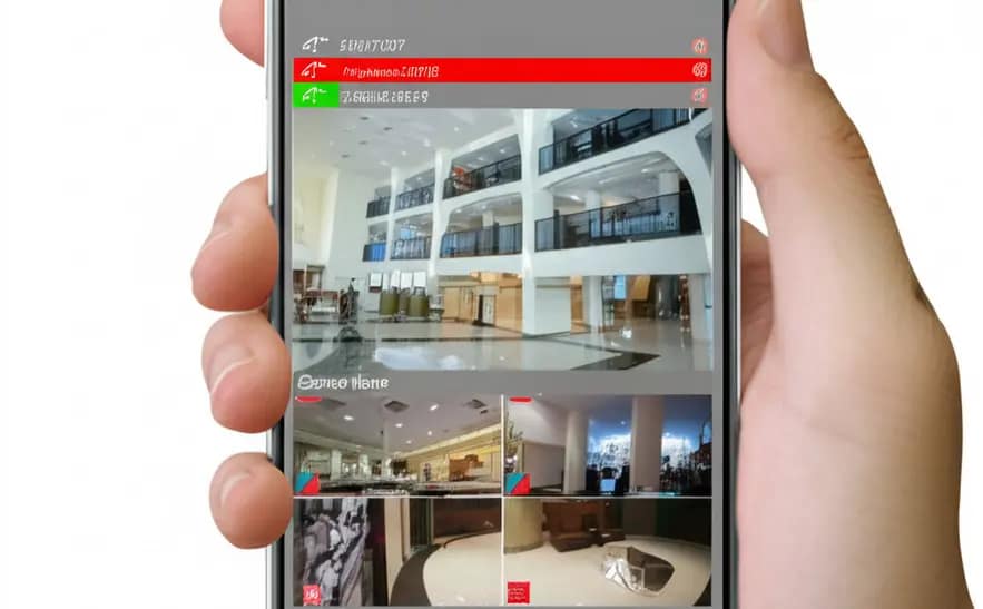 Live hotel lobby feed on a smartphone screen