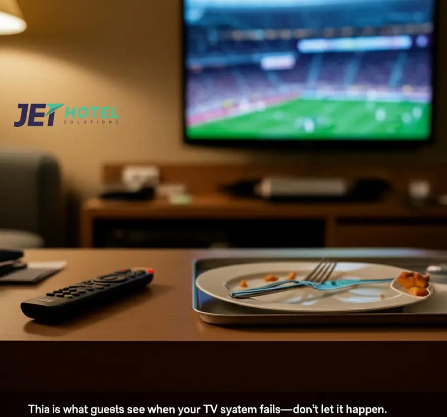 This is what guests see when your TV system fails—don’t let it happen.
